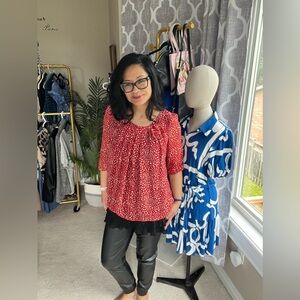 Sale, 3 For $40 Red Polka Dot Women's Top